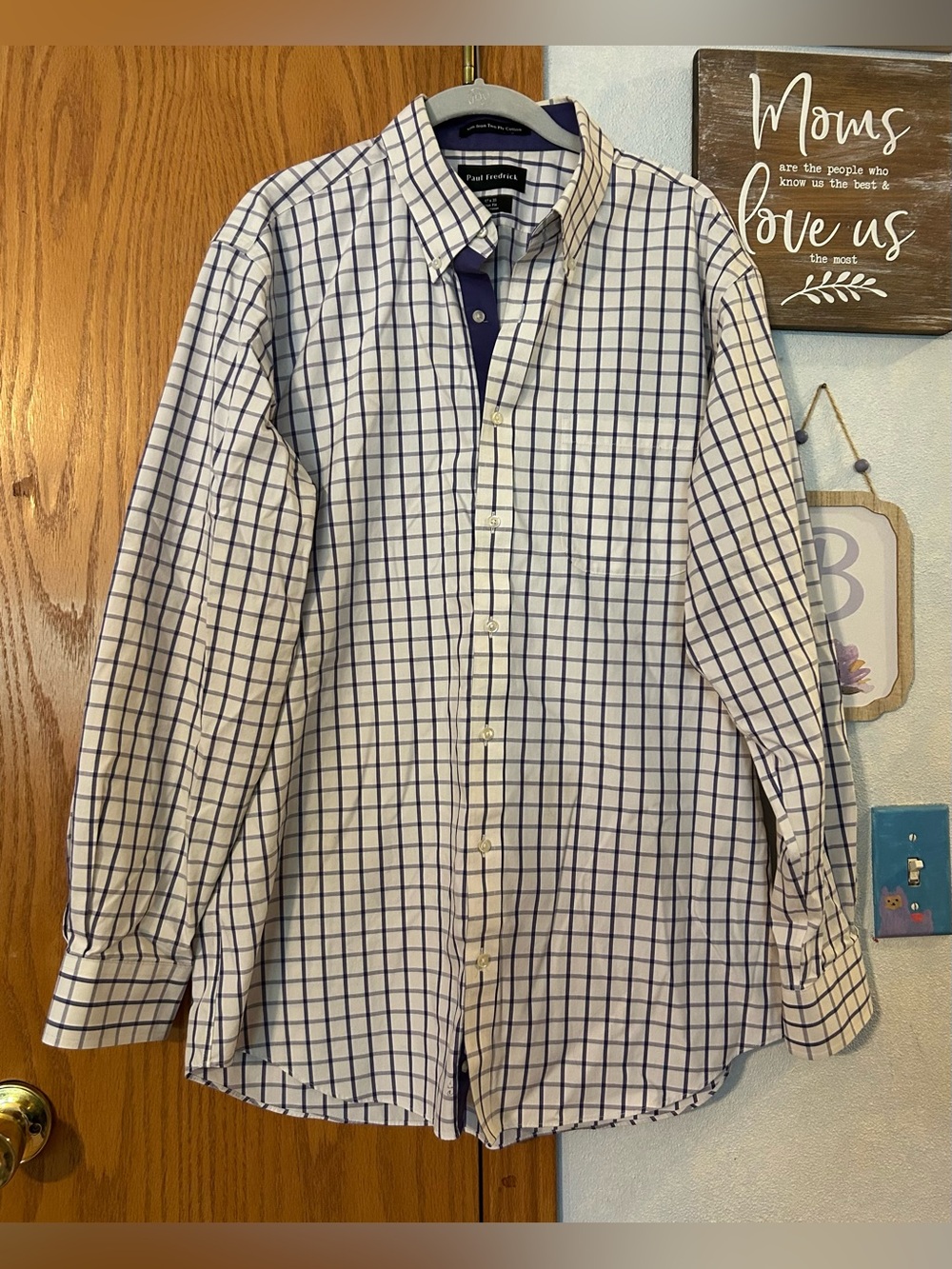 Paul Frederick White & Purple Shirt - Men’s Size 17
